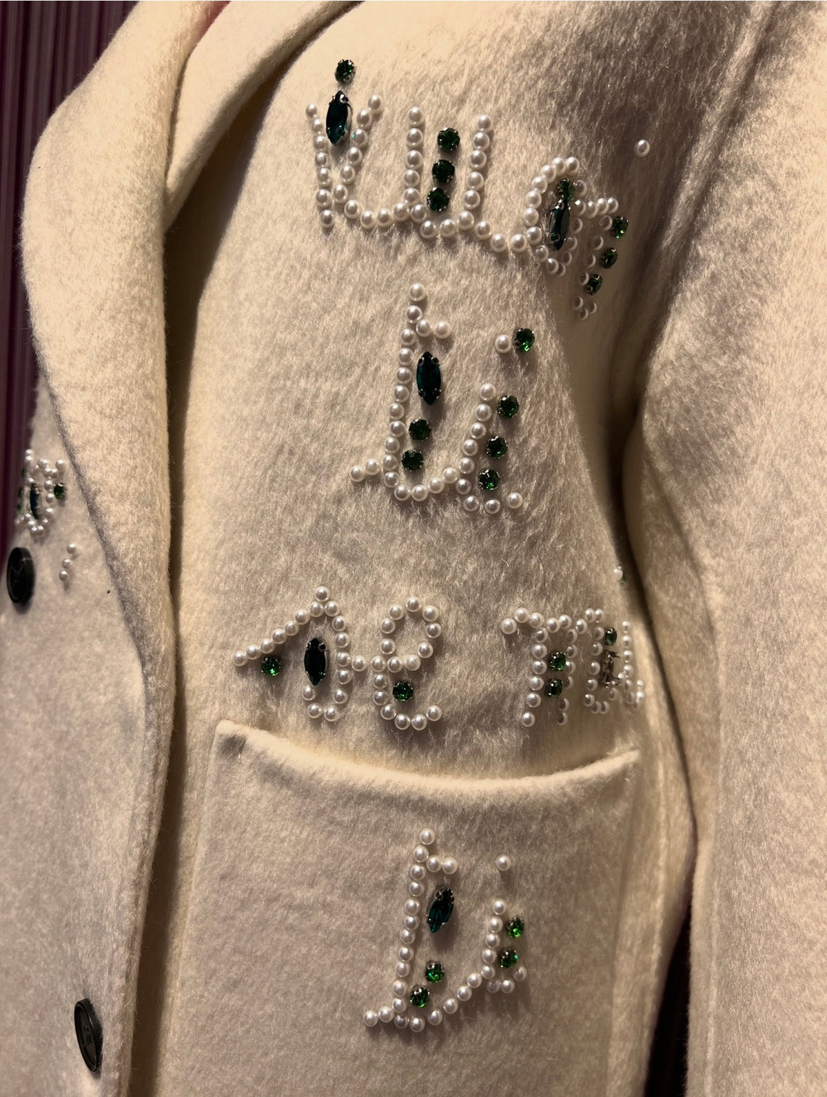 Front street giacca 100% lana doppiopetto con decorazioni perle e cristalli