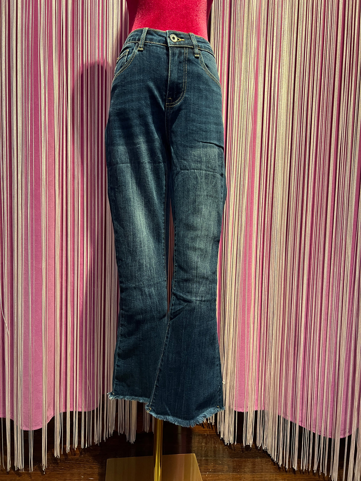 Mon amour Paris jeans denim scuro sfrangiato
