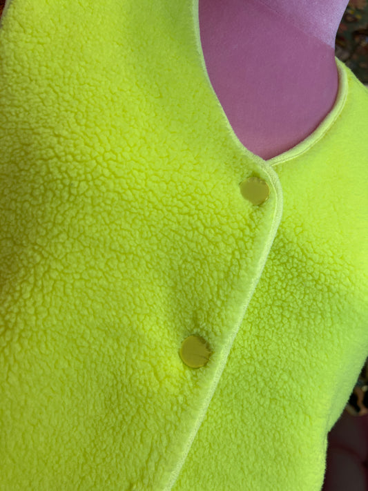 Mon amour Paris gilet tessuto teddy giallo fluo