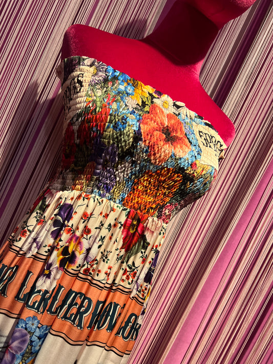 5 Progress abito lungo fantasia floreale senza maniche