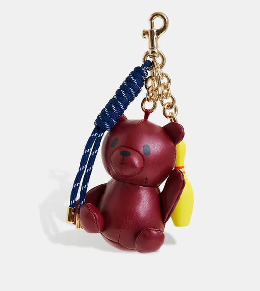 Essentiel antwerp ciondolo per borsa con orsetto in ecopelle bordeaux