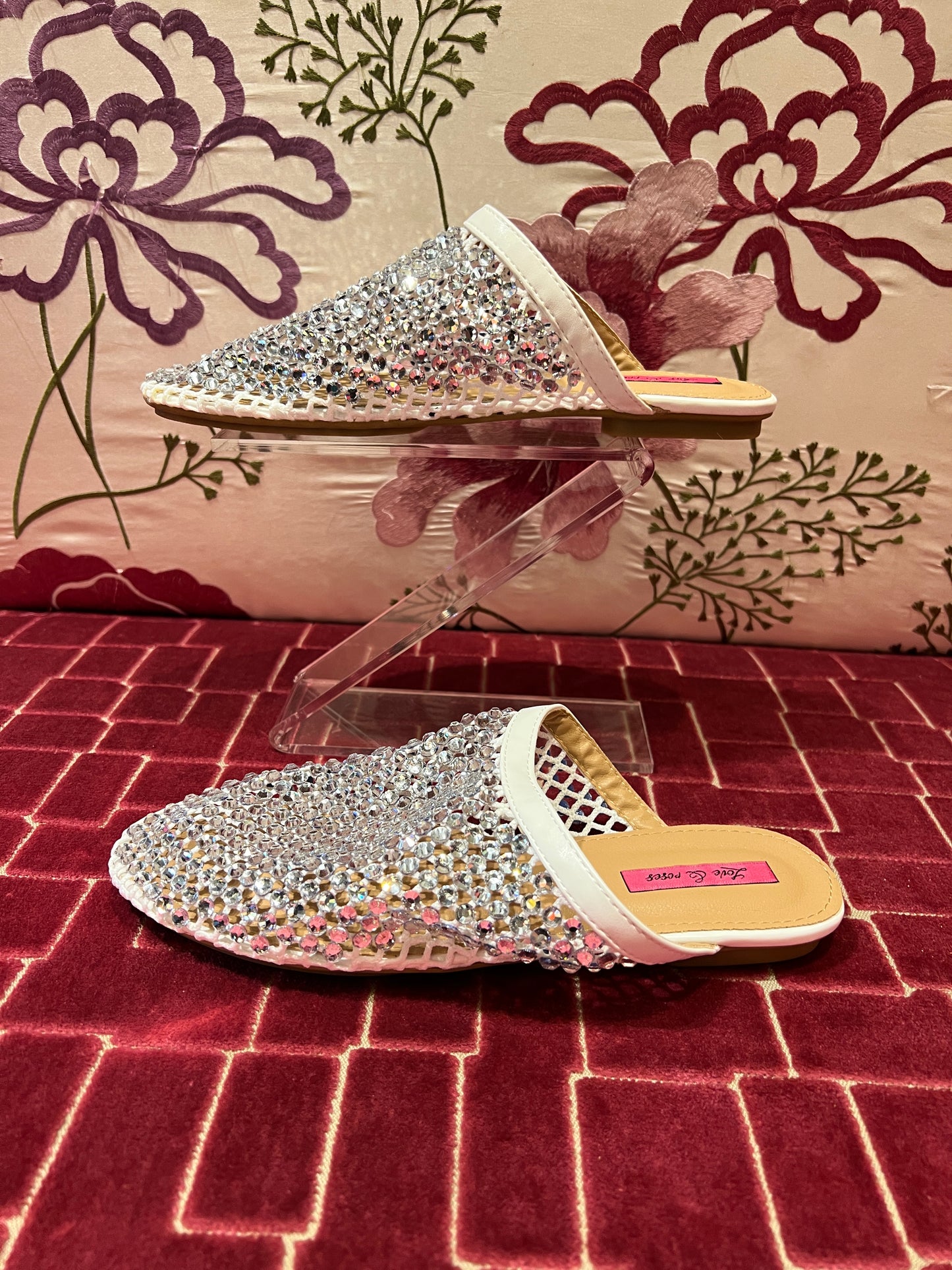Love & roses ciabattina Swarovski rifinitura bianca