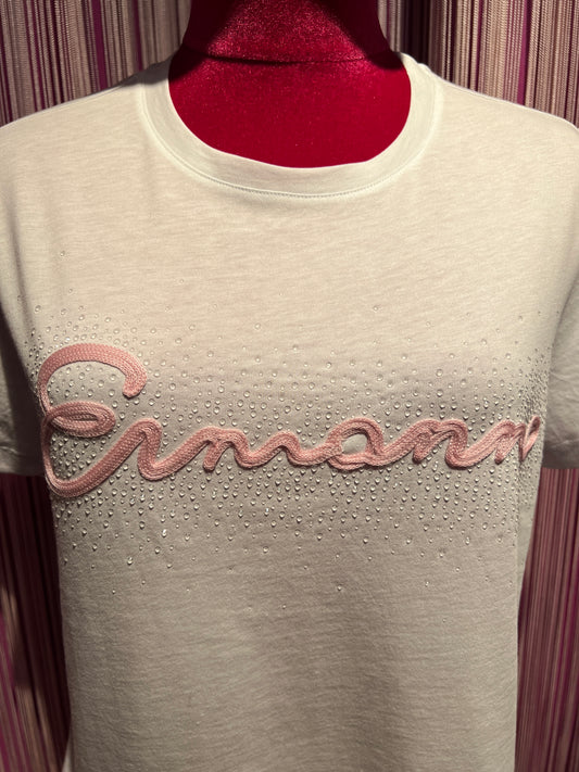 Ermanno Scervino t shirt cotone bianca logo rosa