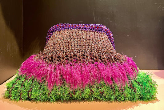 Nadia Dafri Paris tuy clutch viola/ verde