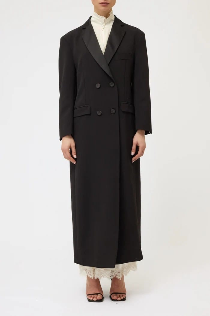Pink memories cappotto doppiopetto  over collo smoking nero