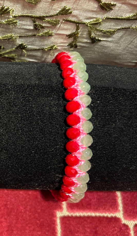 Nadia Dafri Paris bracciale regolabile cristalli grigio rosso e rosa