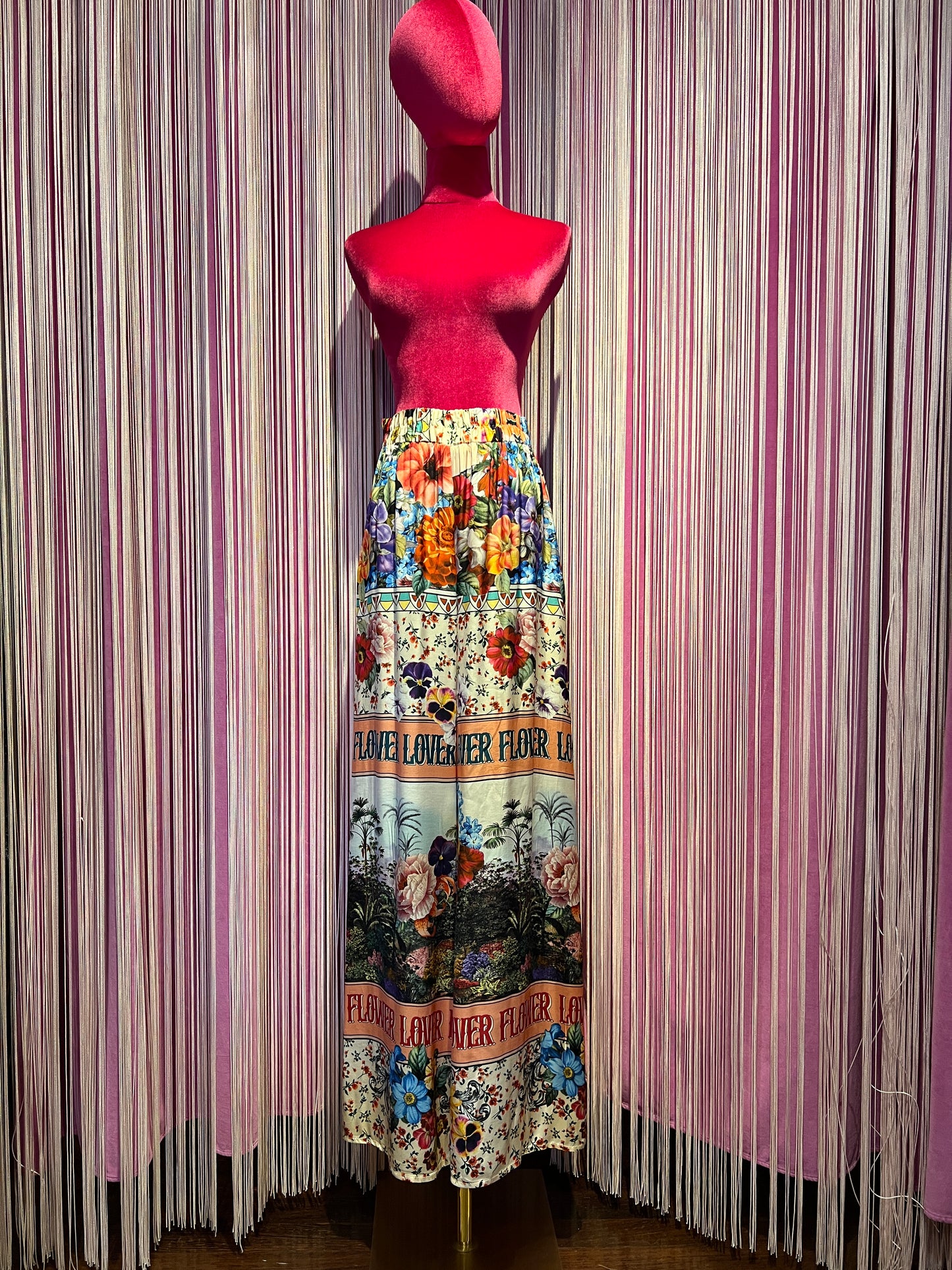 5 Progress pantalone palazzo fantasia floreale con elastico in vita