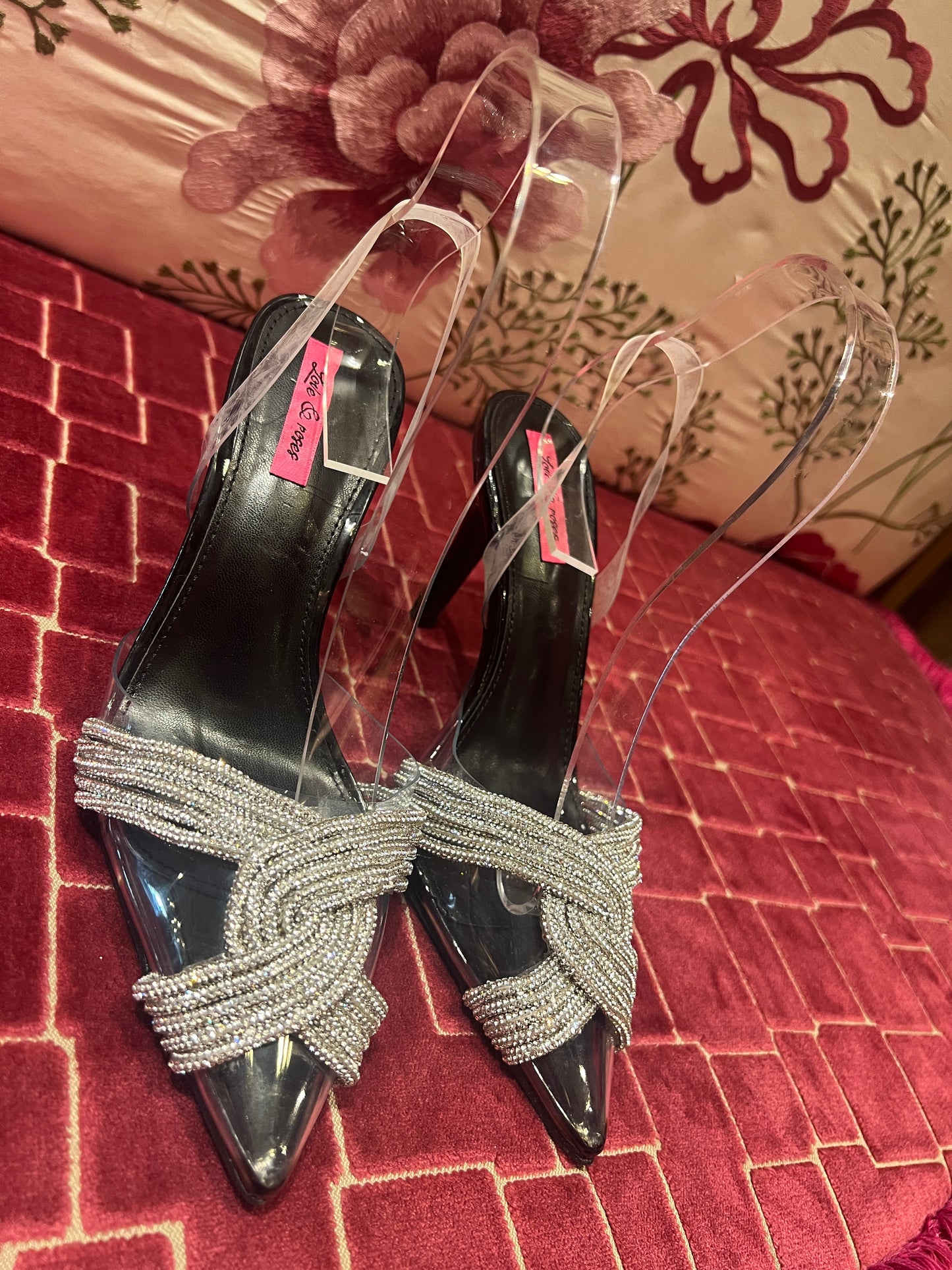 Love & roses scarpe Slingback con incrocio cristalli e pvc