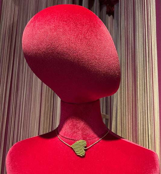 Collana cuore crochet regolabile verde militare
