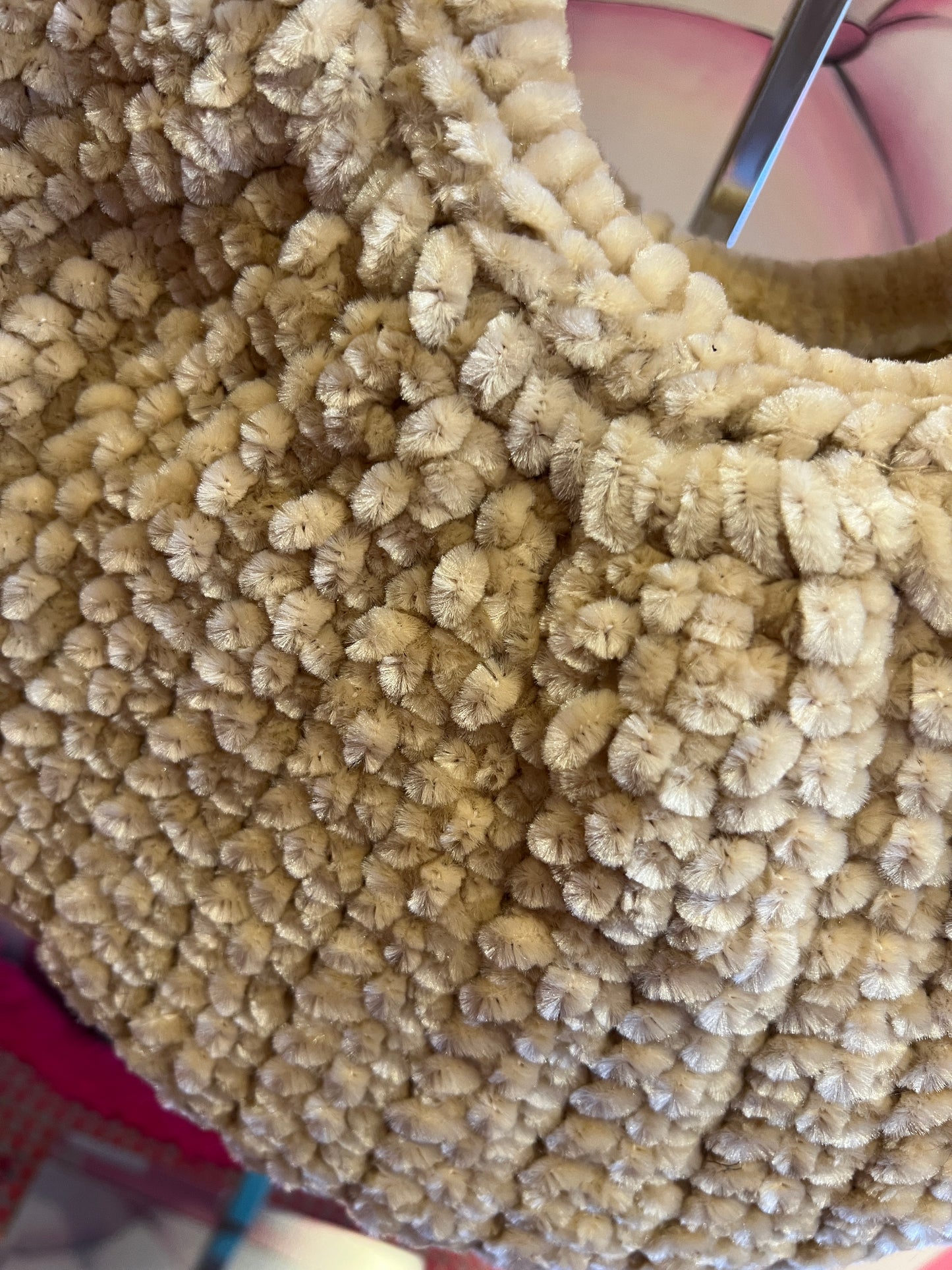 Love & roses borsa tricot ciniglia crema con tracollina