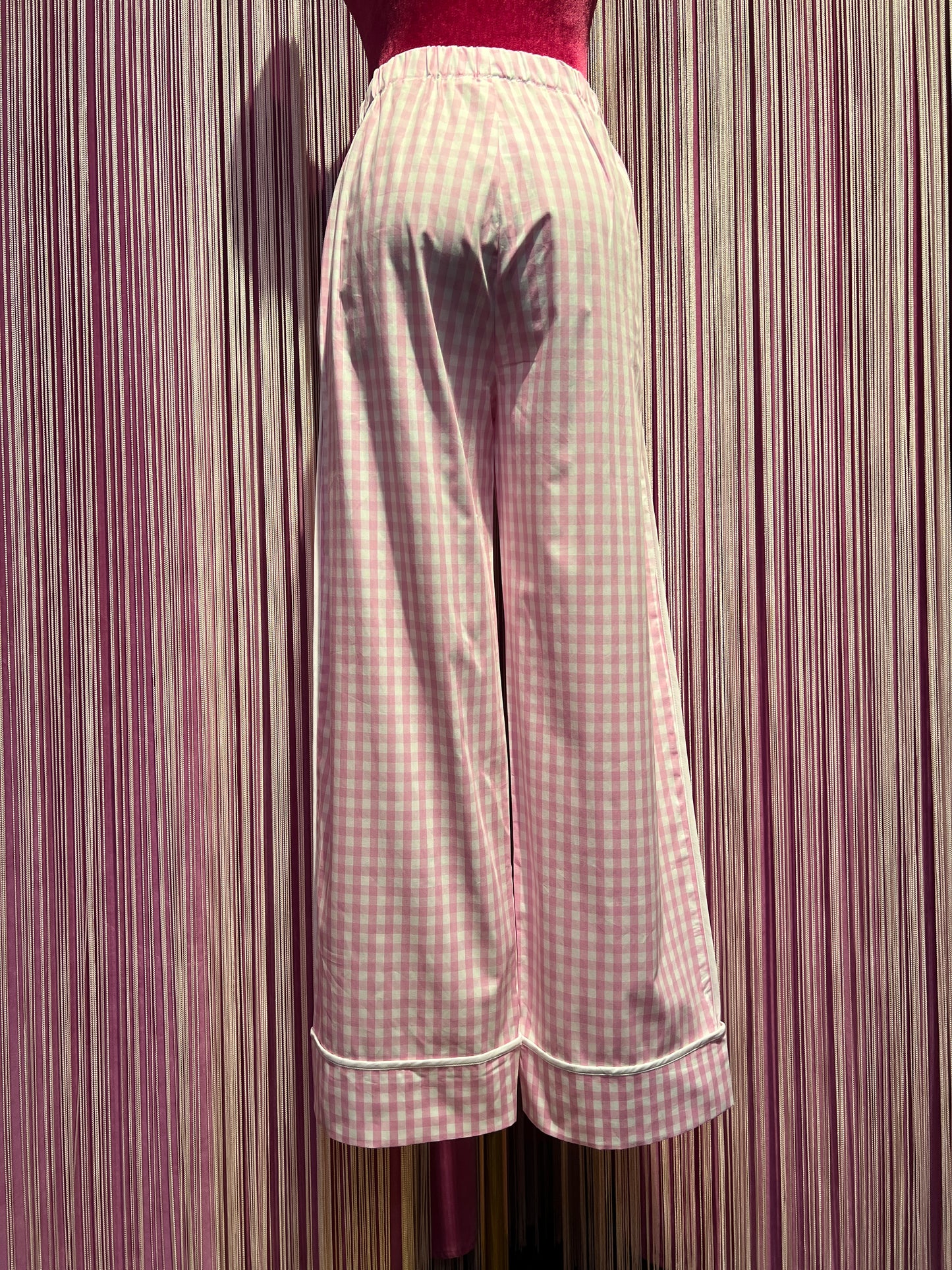 Miki Thumb  completo quadretti vichy con ricami tasche camicia manica lunga e pantalone con elastico in vita