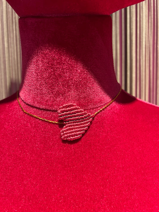 Collana cuore crochet regolabile rosa