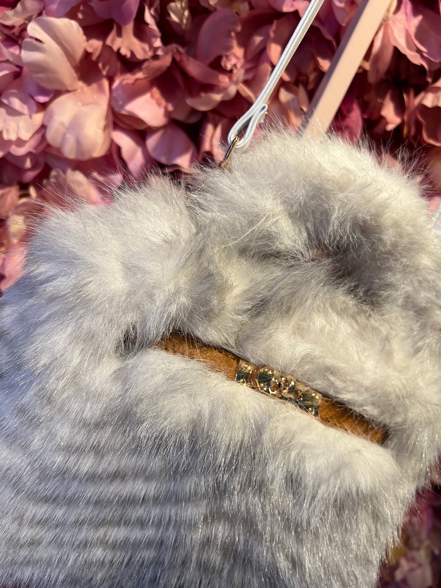 Snow-up Milano borsa ecopelliccia ed ecopelle con tracolla colore bianco e grigio