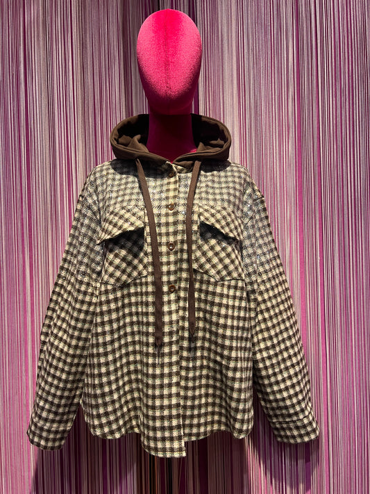 The room camicia giubbotto con cristalli e cappuccio