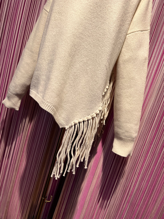 SU official maglia girocollo colore latte  con frange fianco