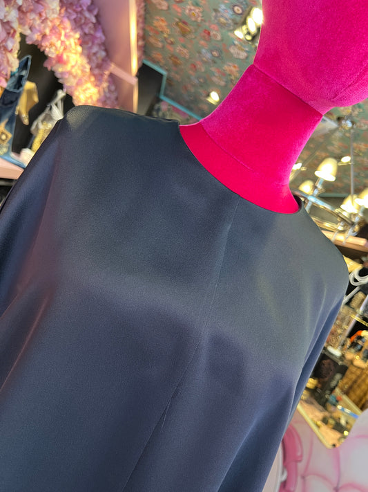Semicouture abito corto satin modello poncho antracite