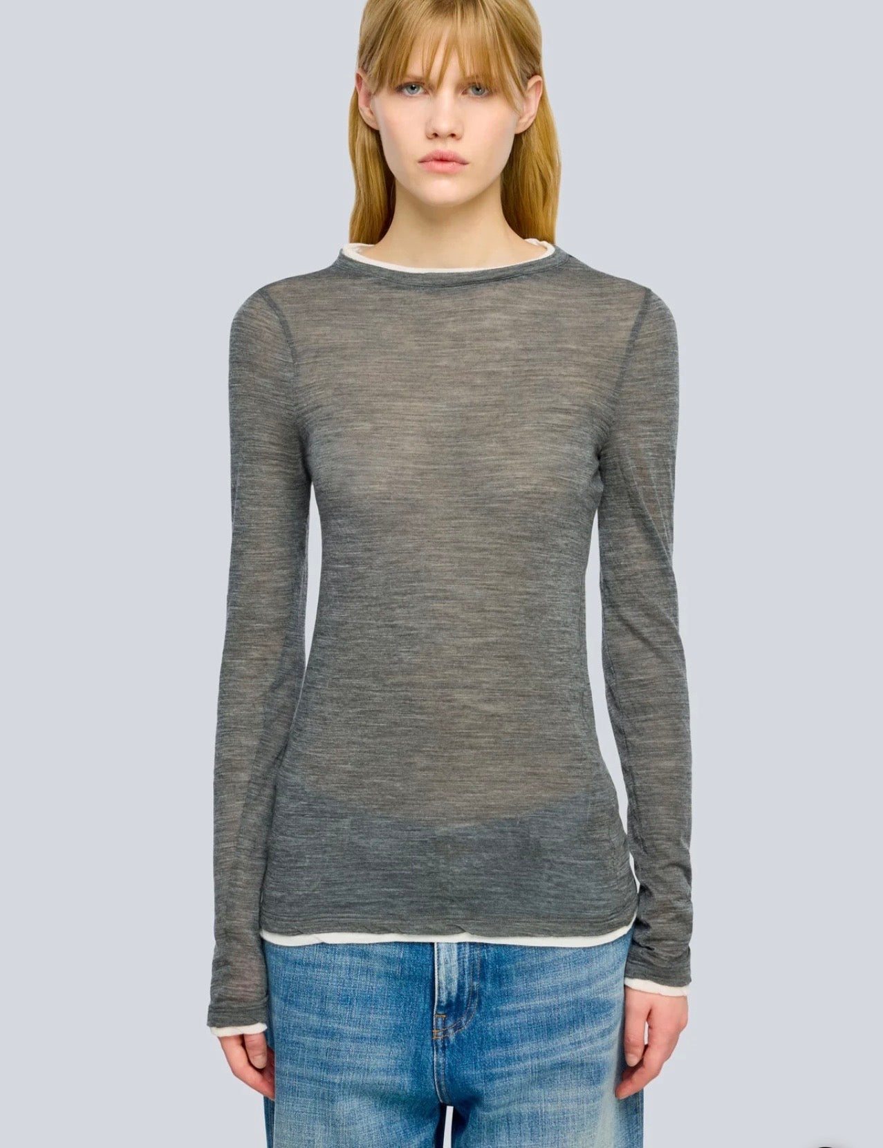 Semicouture maglia in jersey di lana grigio medio