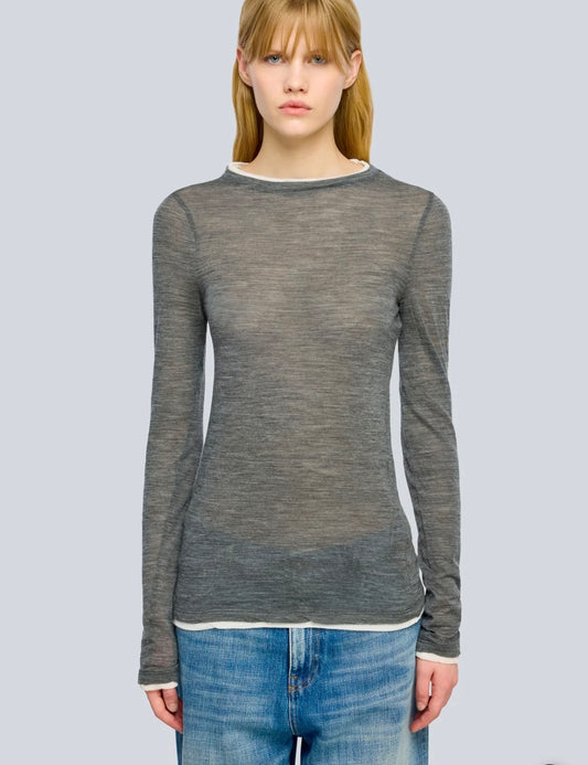 Semicouture maglia in jersey di lana grigio medio
