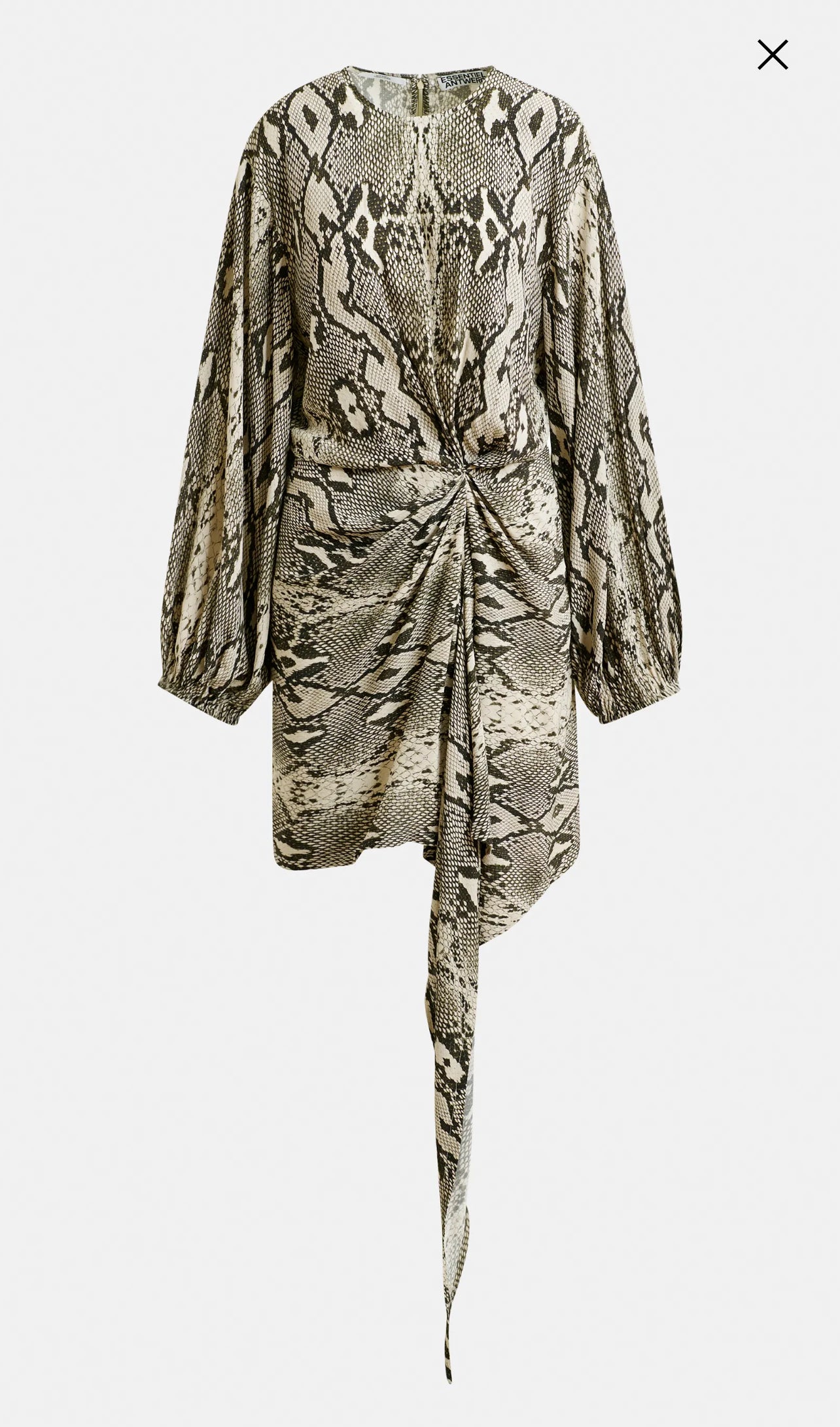 Essentiel antwerp abito stampa pitone arricciato con gonna drappeggiata Ifrench