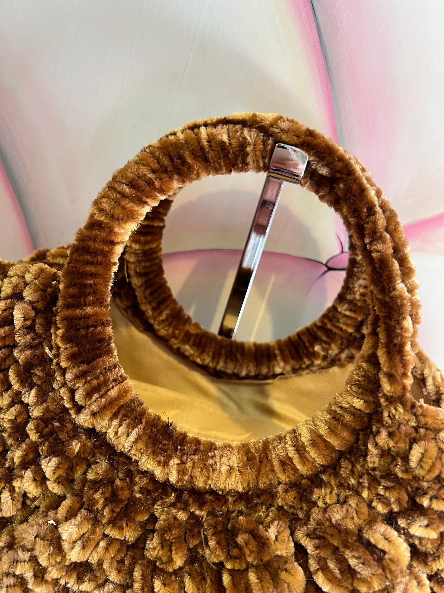 Love & roses borsa tricot ciniglia bronzo con tracollina