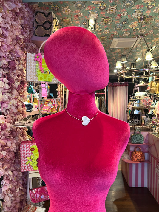 Collana cuore crochet regolabile bianca