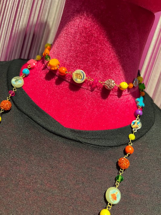Collana lunga multicolor croci e immagini sacre