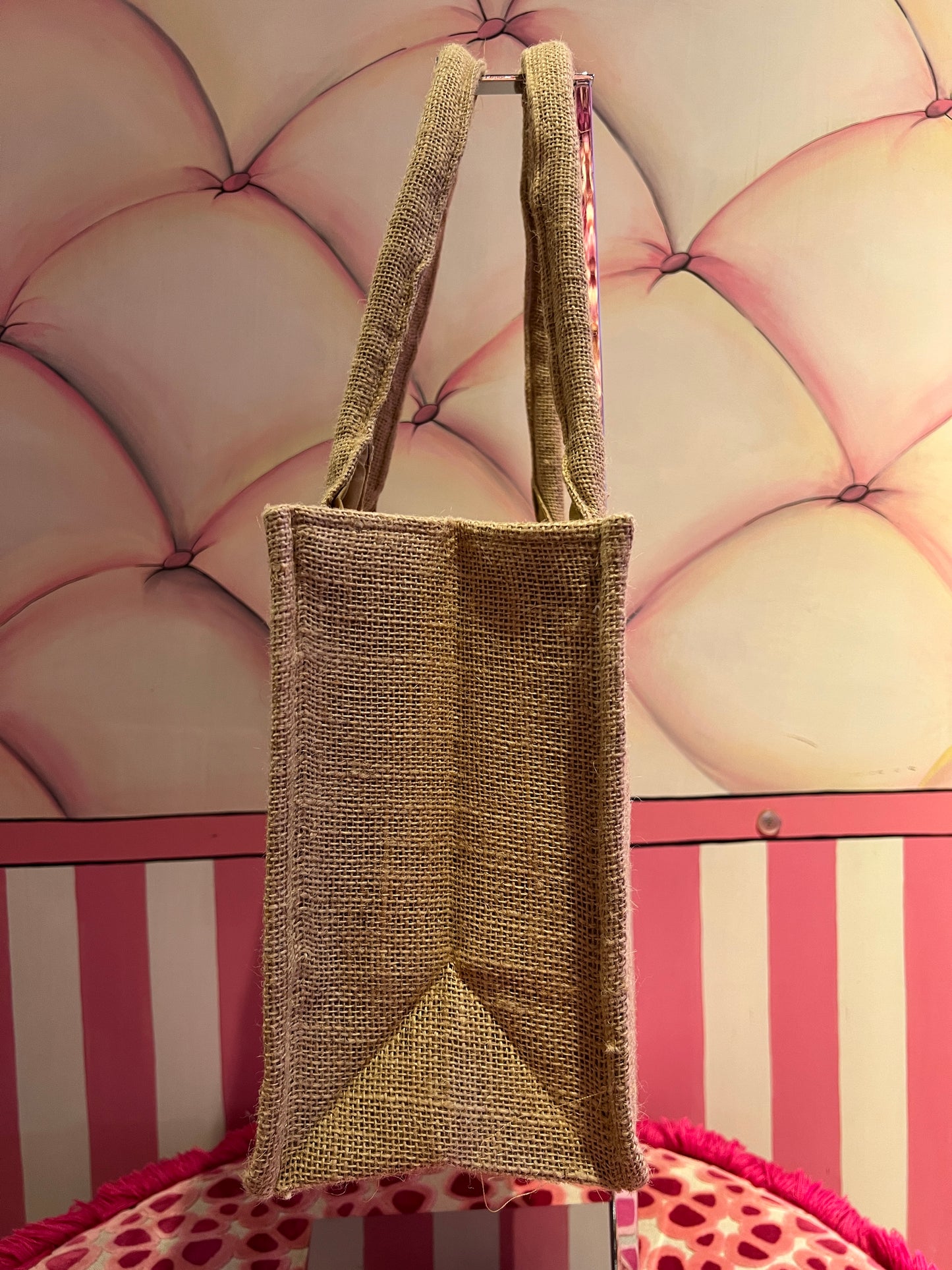 Borsa tela due manici con decorazione perline