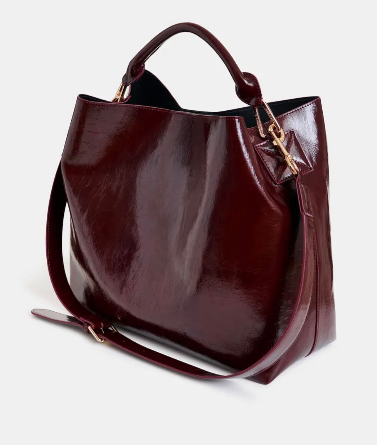 Essentiel antwerp borsa shopper lucida bordeaux con tracolla