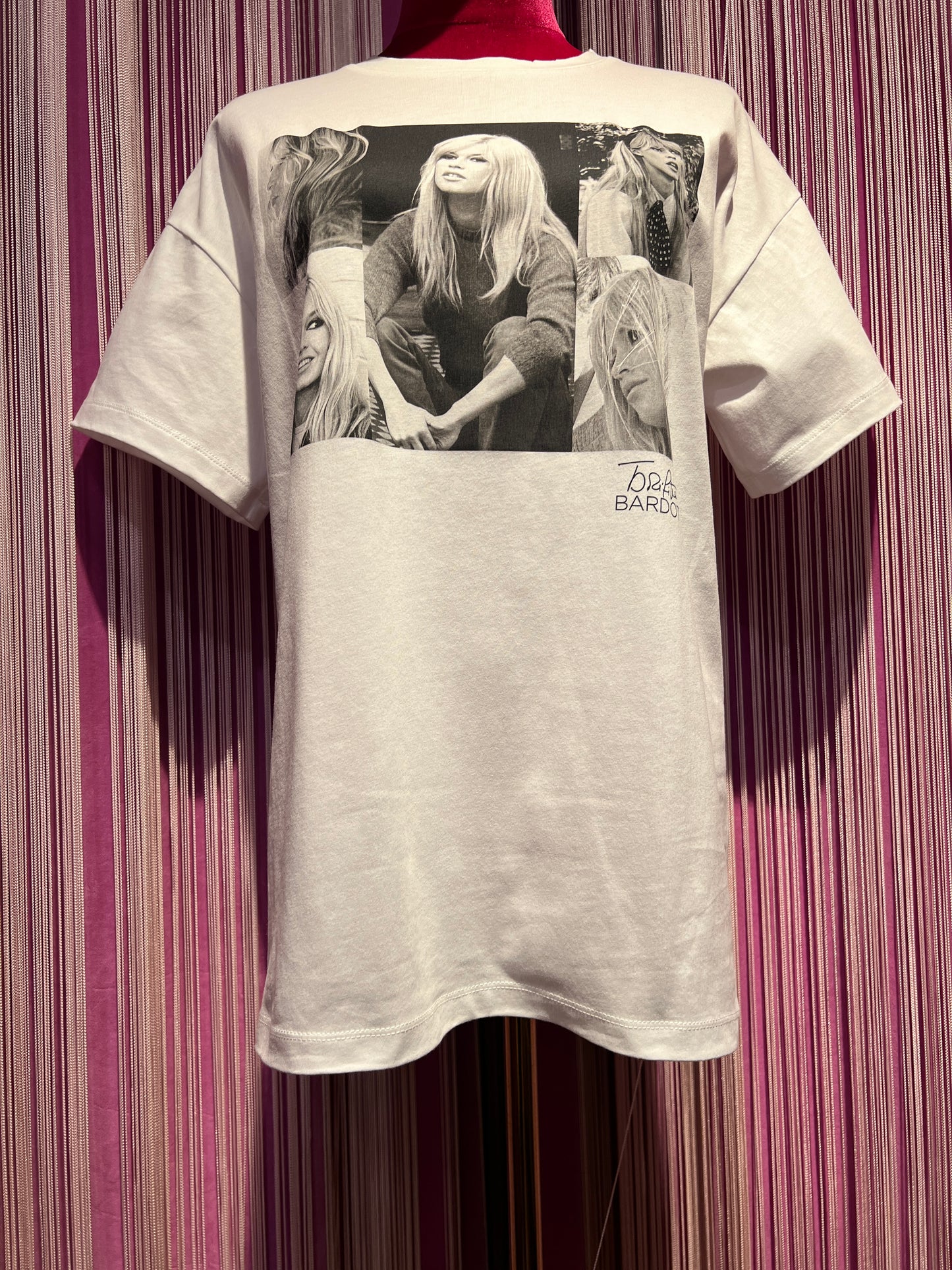 Brigitte Bardot t shirt bianca con stampa foto BB Fame