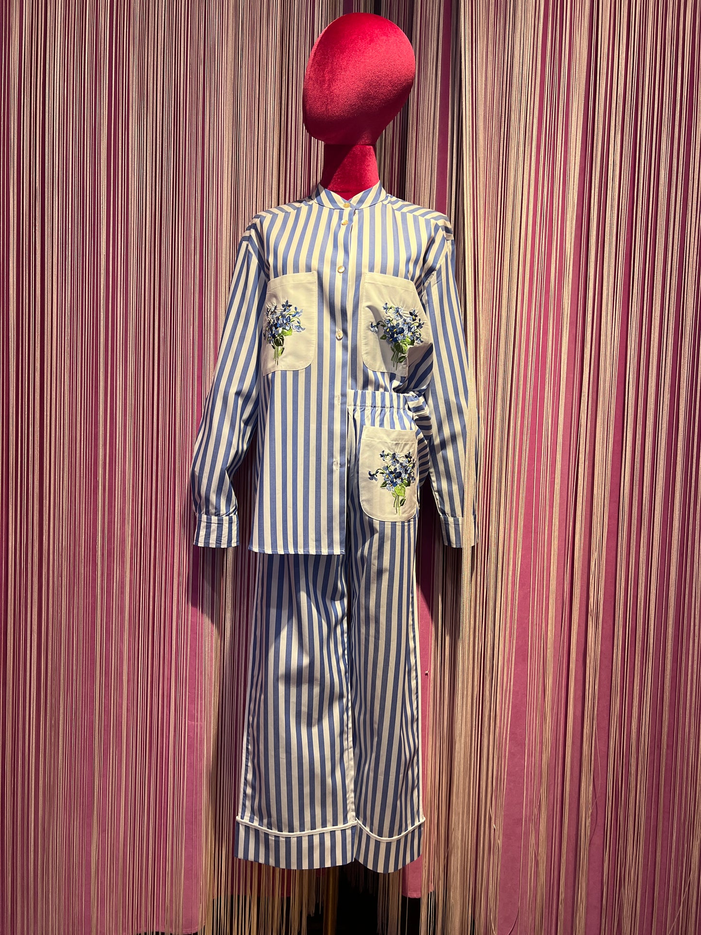 Miki Thumb completo camicia e pantalone righe azzurro e bianco