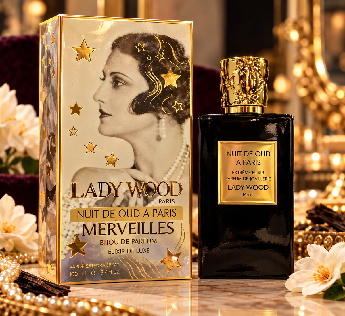 Lady Wood Paris nuit de oud a Paris merveilles bijou de parfum elixir de luxe , eau de parfum 100 ml