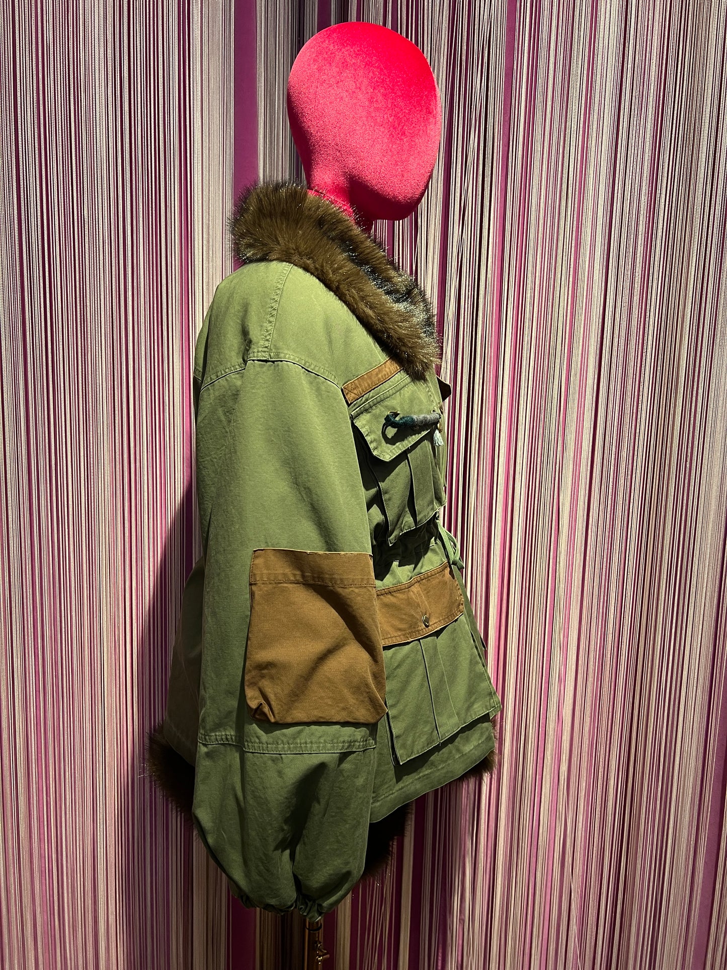 Front street parka verde militare sfoderabile ecopelliccia all interno