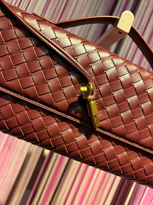 Borsa ecopelle burgundy lavorazione intreccio con tracolla