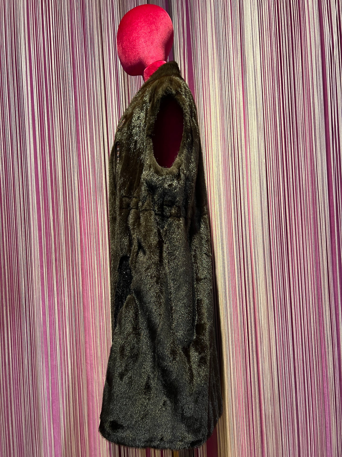 ABpink 🩷gilet eco visone con patch leopardo, patch cristalli e paillettes