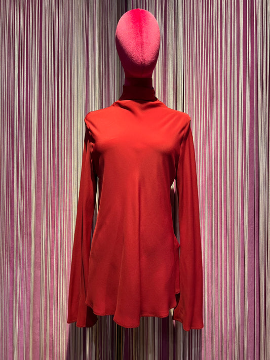 Semicouture blusa modello dolcevita in crepe de chine , svasatura sul fondo