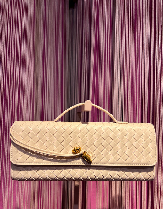 Borsa tracollina avorio con lavorazione intreccio