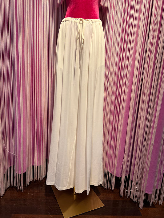 SU official pantalone morbido panna con elastico e laccetto in vita