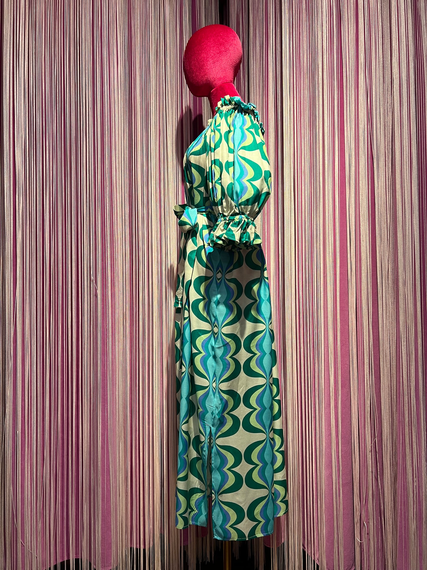 Sundress abito lungo scollo Bardot con cintura rimovibile