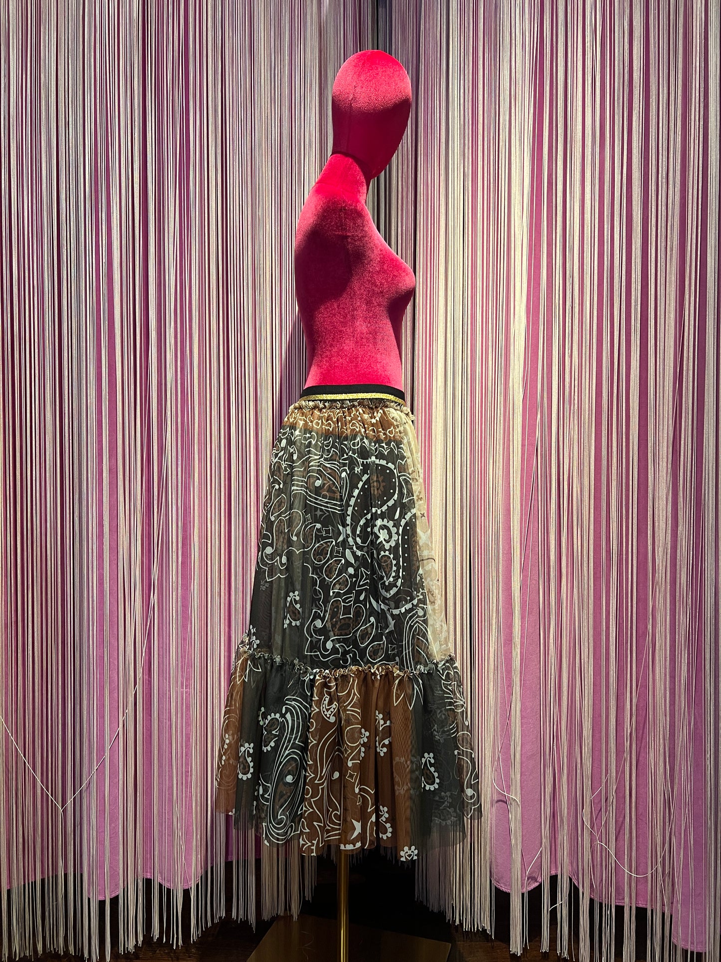 5 Progress gonna con elastico in vita in tulle fantasia bandana verde militare