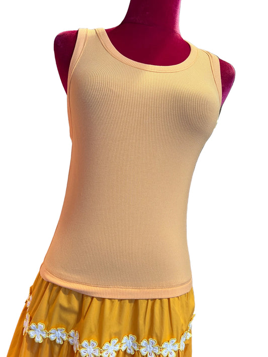 Sincere Paris abito lungo a canotta con balze e passamaneria floreale