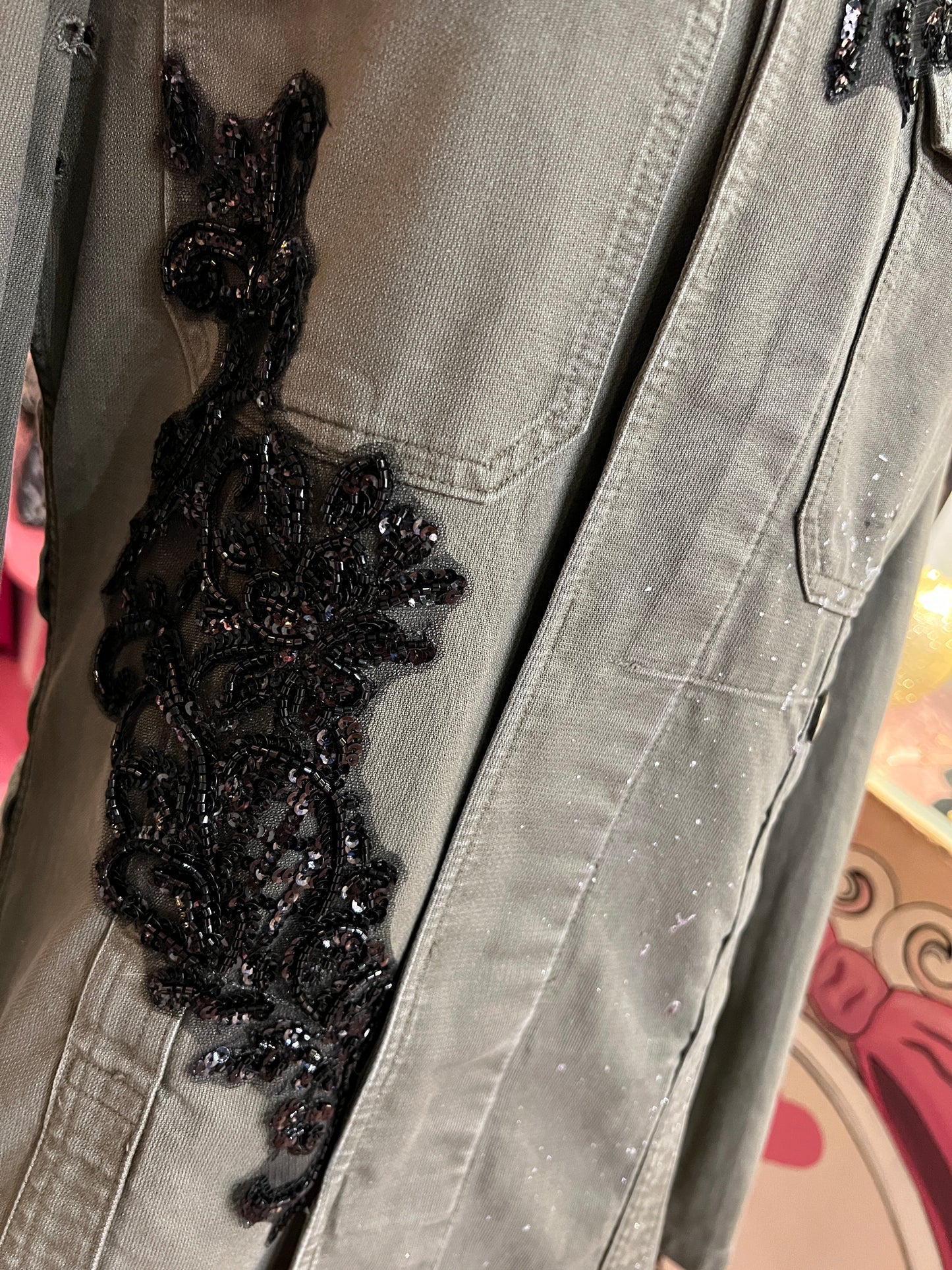 ABpink🩷 giacca applicazioni fiori di paillettes vestibilita’ 38/44