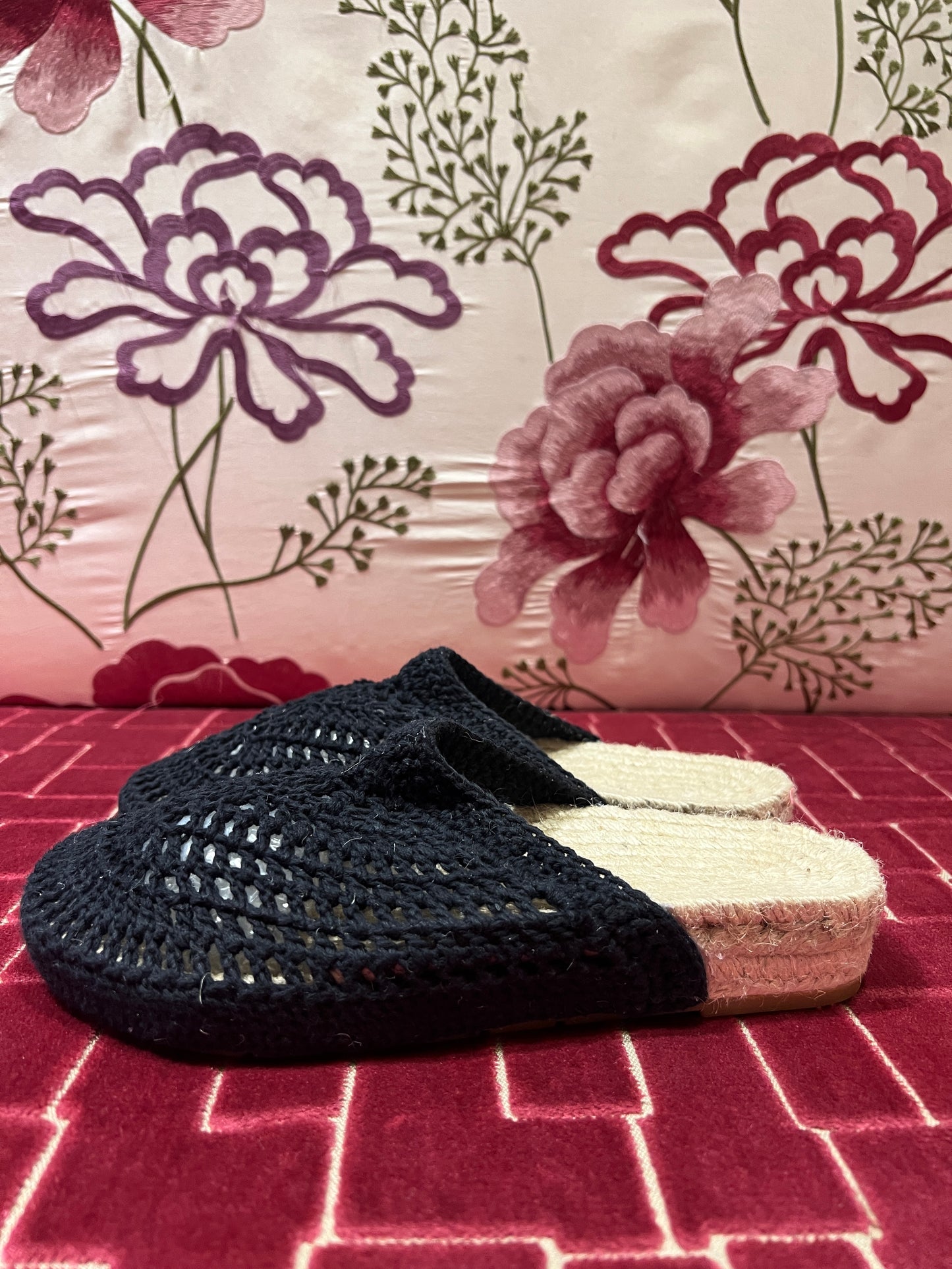 Huella espadrillas crochet nere aperte dietro