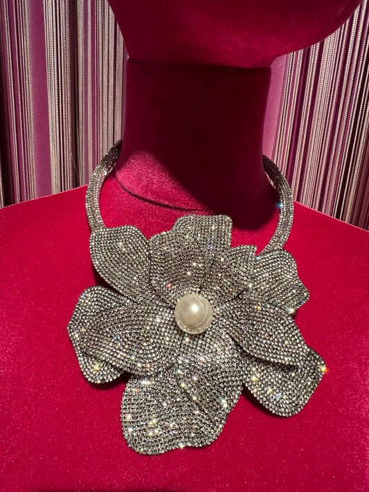 Collana argento con fiore Swarovski