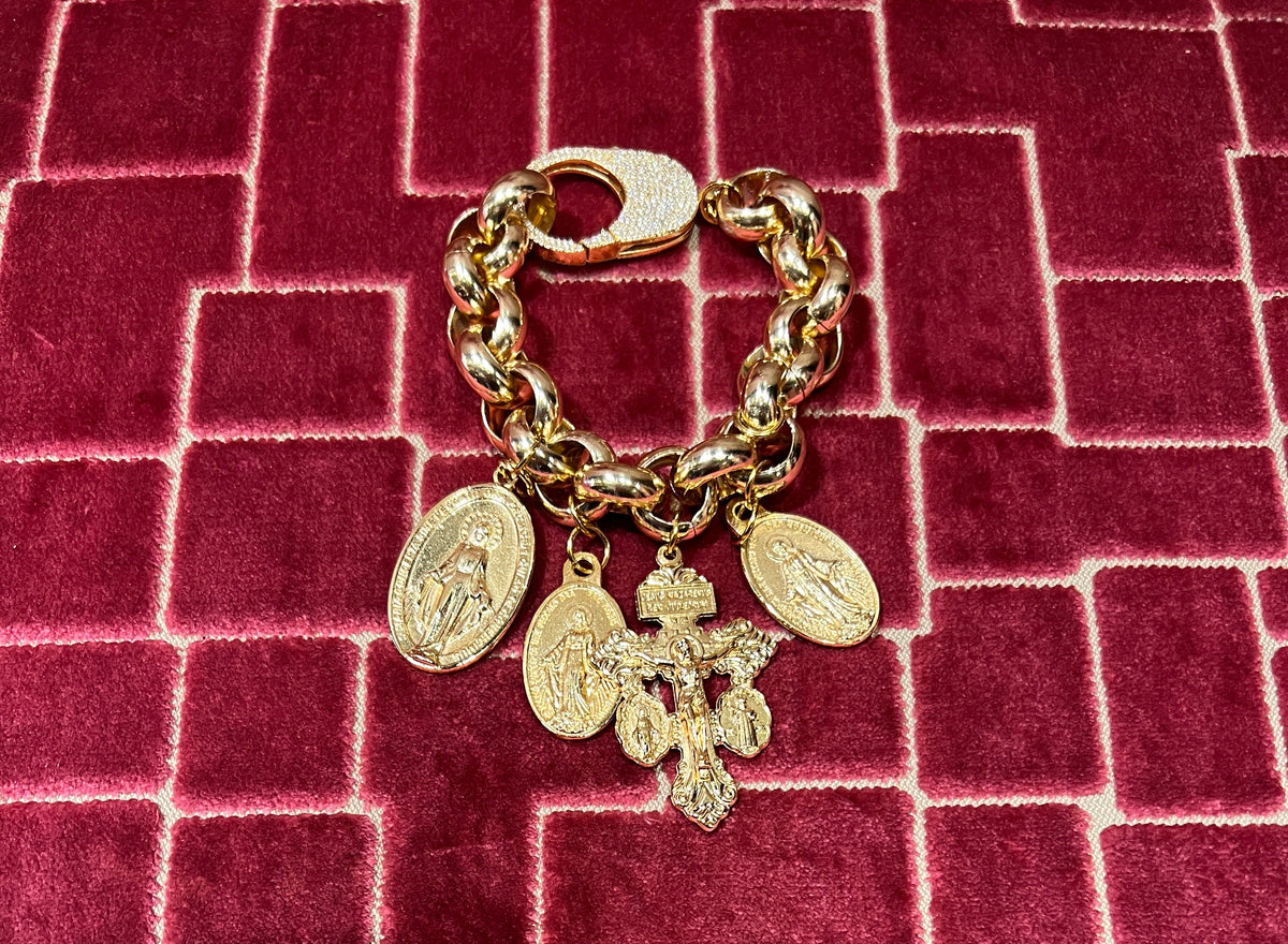 TittiBi bracciale dorato con charms immagini sacre