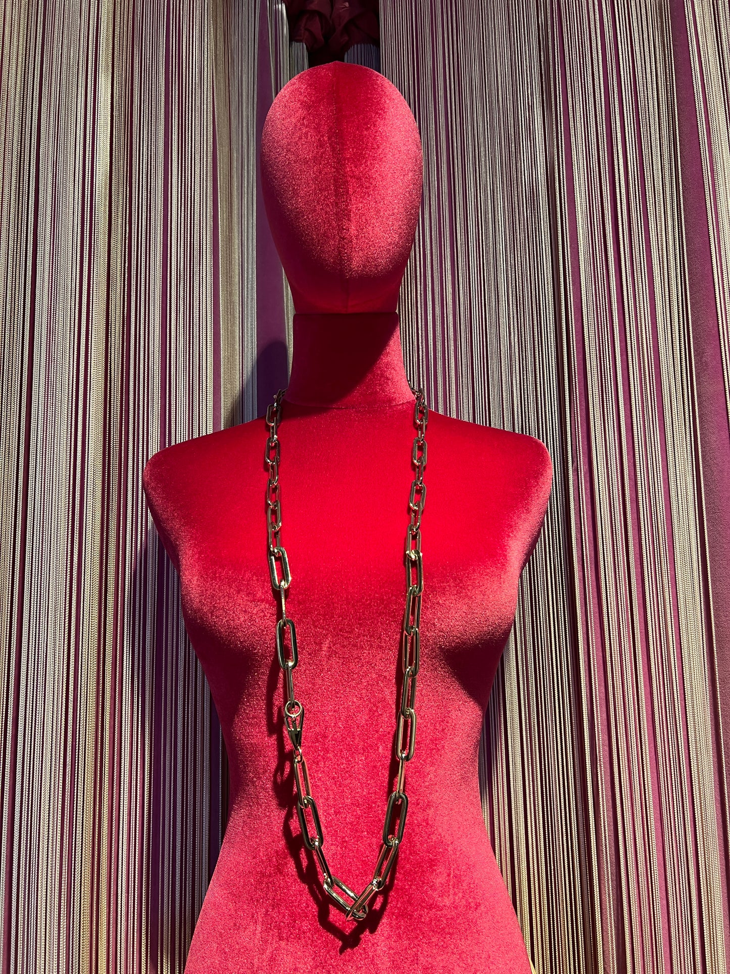 Collana lunga metallo colore argento
