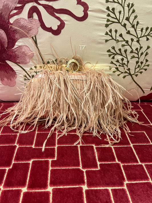 Clutch marabu rosa cipria con tracollina