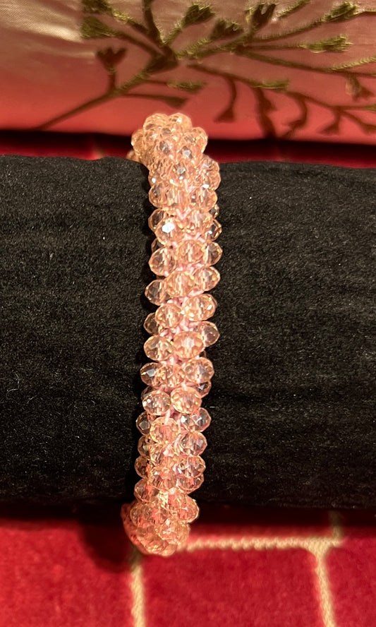 Bracciale elastico cristalli rosa