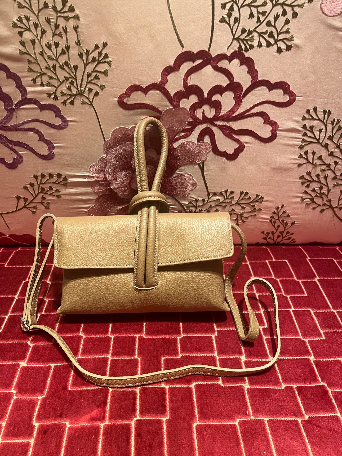 Borsa tracollina pelle beige