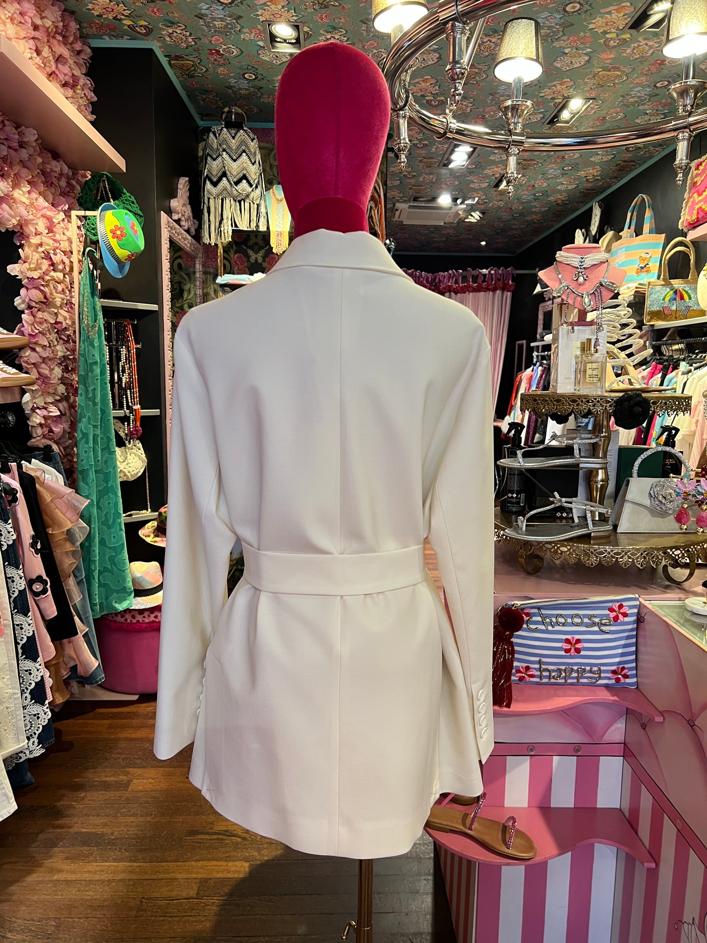 Semicouture giacca panna con cinta Christiana