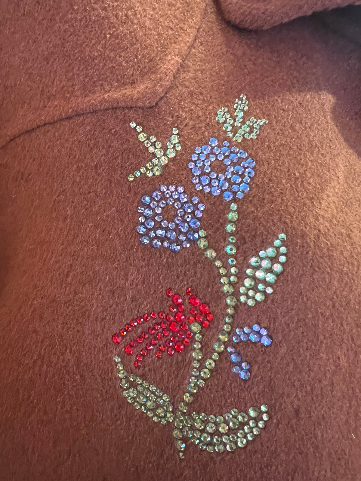 5 Progress giacca bomber cammello con ricami floreali in cristalli e due tigri ricamate sul dietro